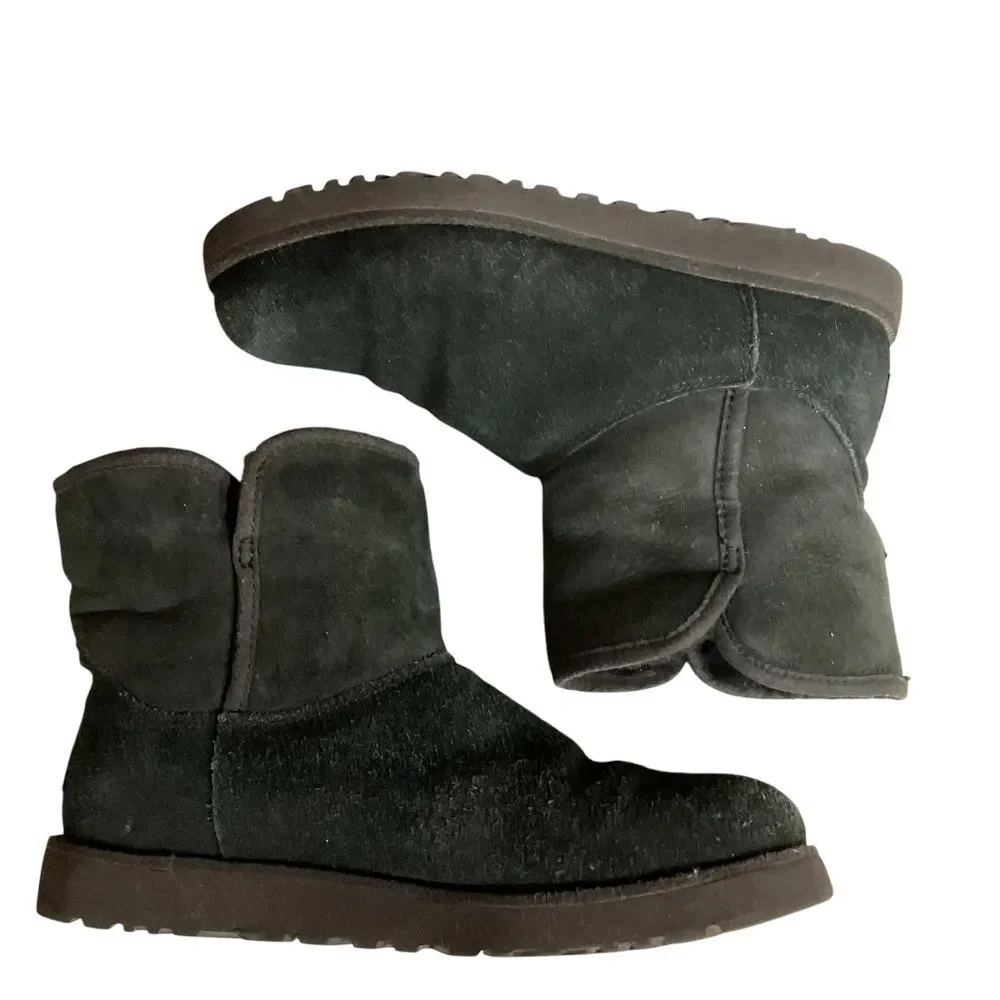 UGG Australia Women's Cory‎ Suede Ankle Sheepskin Boots Size 6 Grey Outdoor